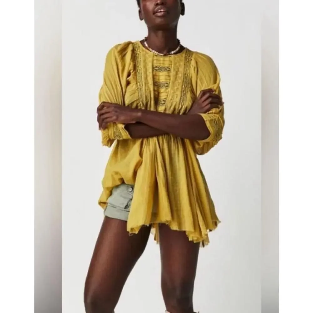 Free People Yellow Blouse - Picture 1 of 14